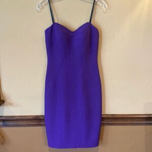 DAVID MEISTER Purple strapless dress
